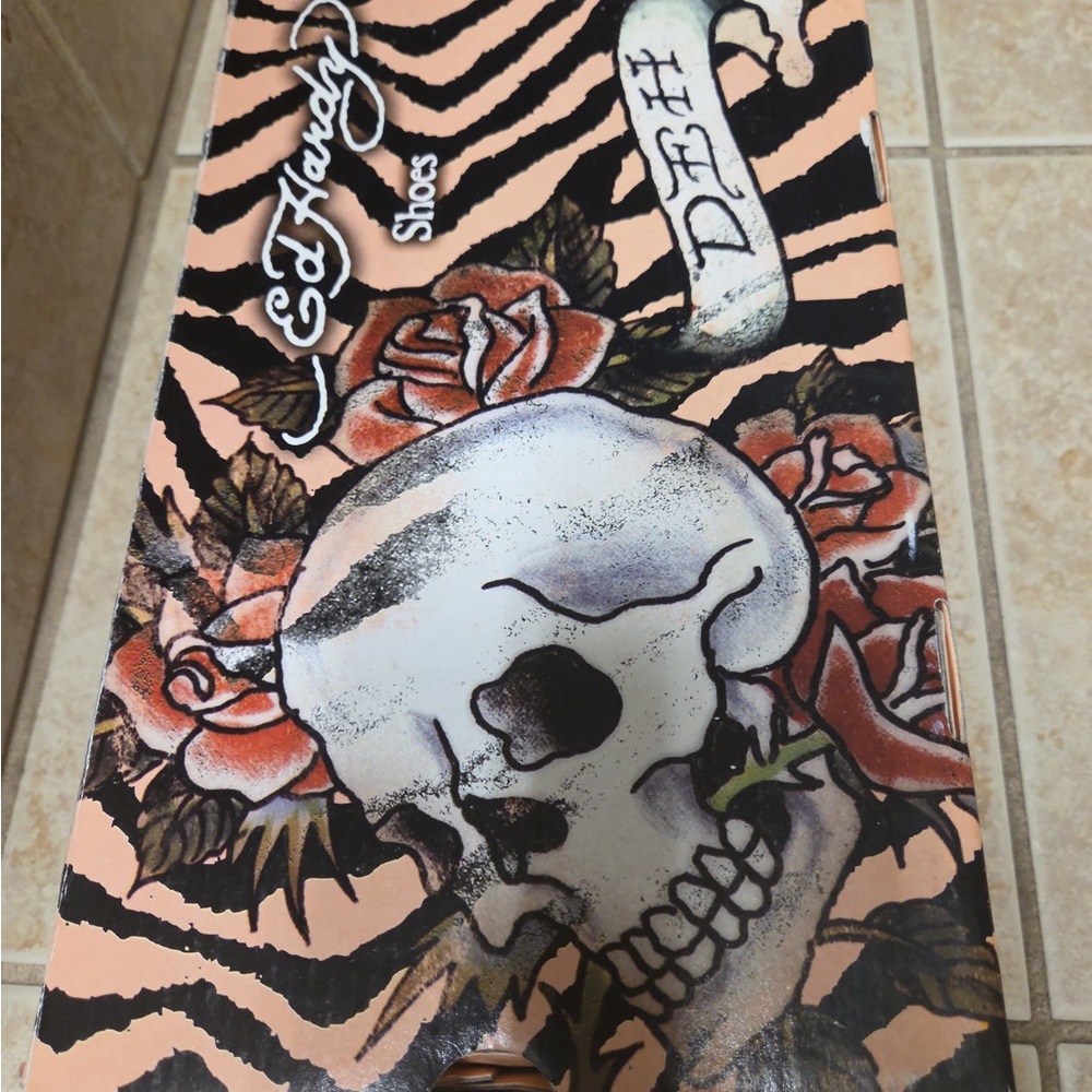 Ed Hardy women’s canvas Teal Floral Slip-On Sneakers Y2K brand New - Picture 6 of 6